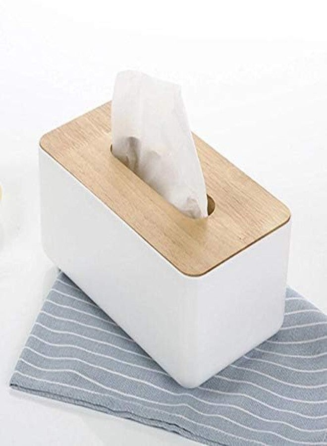 CLOUDTAIL CHOICE 1pc Square Shape Wooden Cover Plastic Tissue Box Holder | Paper Napkin Holder Case | Tissue Holder Dispenser Organizer for Car Decor Home Room Hotel - Image 4
